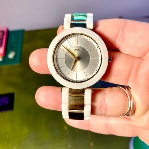 DKNY Silver and White Women's Watch